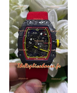Montre Richard Mille Super Clone RM67-02 Alexander Zverev Carbone Noir TPT 37 Grammes Bracelet Rouge