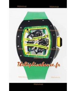 Richard Mille Super Clone RM61-01 Céramique noire Bracelet vert Montre Suisse Réplique