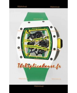 Richard Mille Super Clone RM61-01 Céramique blanche Bracelet vert Montre Suisse Réplique