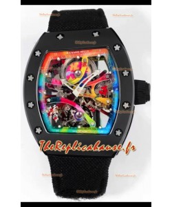 Richard Mille Super Clone RM68-01 Tourbillon boîtier et bracelet en céramique noire Réplique Suisse