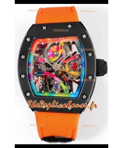 Richard Mille Super Clone RM68-01 Tourbillon Suisse Boîtier Céramique Noire Bracelet Nylon Réplique