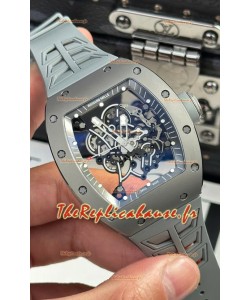 Richard Mille Super Clone RM055 Boîtier Céramique/Titanium Gris avec Tourbillon Véritable Montre 