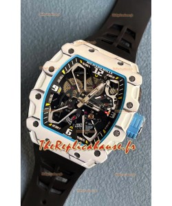 Richard Mille RM35-03 Rafael Nadal Edition Montre réplique 1:1 avec boîtier en fibre de carbone blanc et bracelet noir