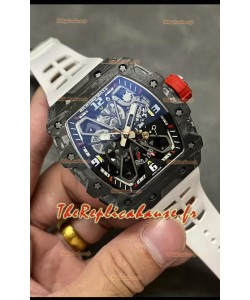 Richard Mille RM35-03 Rafael Nadal Edition - Montre réplique 1:1 avec boîtier en fibre de carbone noir et bracelet blanc