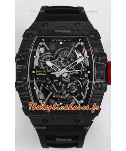 Richard Mille RM35-02 Rafael Nadal - Montre Super Clone Tourbillon Véritable - Boîtier en Fibre de Carbone