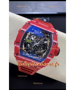 Richard Mille RM35-02 Rafael Nadal Boîtier en fibre de carbone rouge Montre Tourbillon Super Clone Authentique