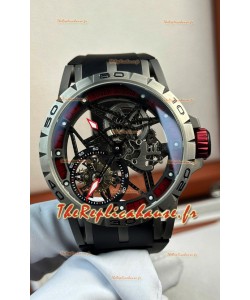 Roger Dubuis Super Clone Excalibur Spider Flying Tourbillon Skeleton Boîtier Titane 45MM