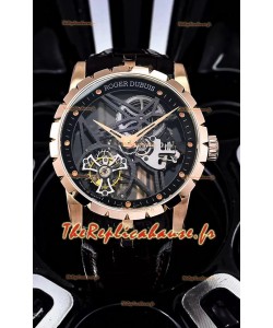 Roger Dubuis Excalibur Spider Flying Tourbillon Skeleton Boîtier Or Rose 42MM Montre Suisse Miroir 1:1