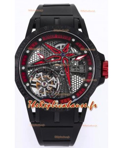 Roger Dubuis Excalibur Spider Pirelli Edition Titane avec revêtement DLC Réplique montre de qualité 1:1 Tourbillon Véritable
