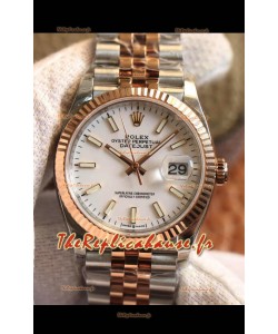 Montre Rolex Datejust 36MM Mouvement Cal.3135 Réplique Suisse en acier 904L Boîtier bicolore Cadran blanc