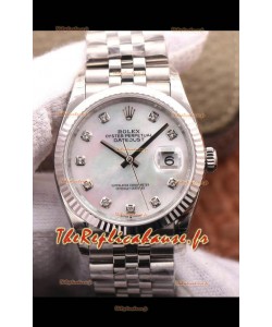 Montre Rolex Datejust 36MM Mouvement Cal.3135 Réplique Suisse en acier 904L cadran perlé 
