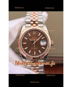 Montre Rolex Datejust 41MM Mouvement Cal.3135 Réplique Suisse en acier 904L cadran marron bicolore