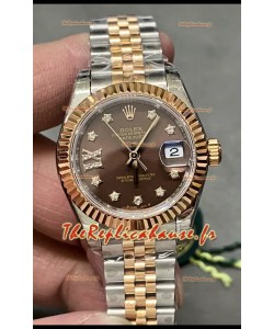 Montre Rolex Datejust Super Clone Cadran marron Bicolore Or Rose 28 mm