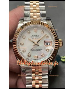 Rolex Datejust Super Clone, cadran en nacre, bicolore or rose, 28 mm