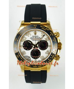 Rolex Daytona Super Clone 116518 Or Jaune Cadran Blanc Mouvement Cal.4130 d'origine