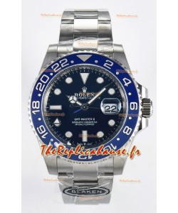  Montre Rolex GMT Master II Super Clone 126716 « Blaken » en acier 904L avec cadran bleu