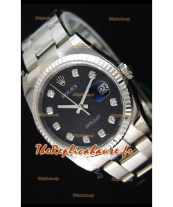 Montre Rolex Datejust 36 mm Cal.3135 Mouvement Suisse à Cadran Noir Imprimé Répliquée