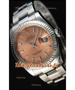 Montre Rolex Datejust 36 mm Cal.3135 Mouvement Suisse à Cadran Champagne et Bracelet Oyster Répliquée — Montre en acier ultime 904 L 