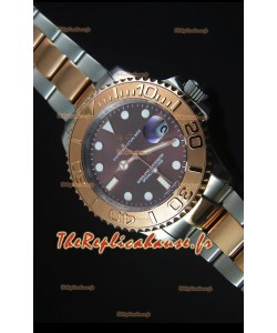 Cadran Gris Or Rose Deux Tons Rolex Yachtmaster 1:1 Reproduction de Montre Suisse 