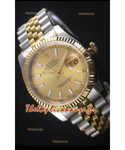 Rolex Datejust Montre Réplique avec Cadran en Or 36MM avec Mouvement Suisse 3135