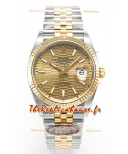 Rolex Super Clone Datejust ETA 3235 Mouvement 36MM Montre Or jaune bicolore Cadran suisse cannelé
