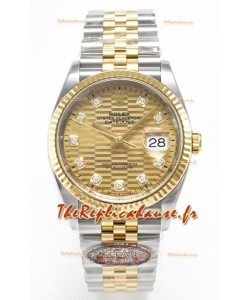 Rolex Super Clone Datejust ETA 3235 Mouvement 36MM Or Jaune bicolore Suisse Cadran cannelé