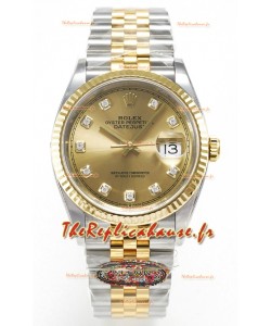 Rolex Super Clone Datejust ETA 3235 Mouvement 36MM Or Jaune deux tons Cadran Or Suisse