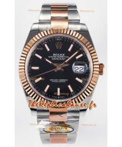 Rolex Super Clone Datejust ETA 3235 Mouvement 41MM Plaqué or rose bicolore Montre cadran noir