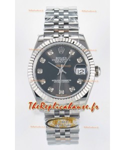 Montre Rolex Super Clone Datejust Mouvement ETA 2688 Boîtier acier inoxydable 31 mm et cadran gris