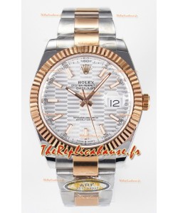 Rolex Super Clone Datejust ETA 3235 Mouvement 41MM Plaqué or rose deux tons Montre à cadran cannelé