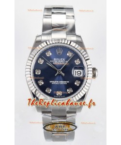 Montre Rolex Super Clone Datejust ETA 2688 Mouvement 31MM Acier inoxydable Cadran Bleu Diamants 