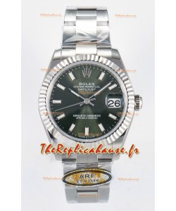 Montre Rolex Super Clone Datejust Mouvement ETA 2688 Boîtier acier inoxydable 31MM Cadran vert