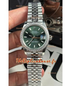 Montre Rolex Super Clone Datejust Mouvement ETA 2688 Boîtier acier inoxydable 31MM Cadran vert