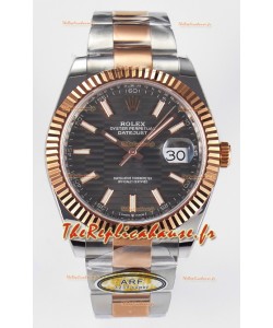 Rolex Super Clone Datejust ETA 3235 Mouvement 41MM Plaqué or rose bicolore Montre à cadran cannelé
