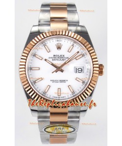 Rolex Super Clone Datejust ETA 3235 Mouvement 41MM Plaqué or rose bicolore Montre à cadran blanc 
