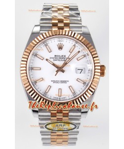 Rolex Super Clone Datejust ETA 3235 Mouvement 41MM Plaqué or rose bicolore Montre à cadran blanc