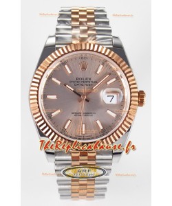 Montre Rolex Super Clone Datejust ETA 3235 Mouvement 41MM Plaqué or rose deux tons et cadran