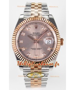 Montre Rolex Super Clone Datejust ETA 3235 Mouvement 41MM Plaqué or rose bicolore et cadran noir