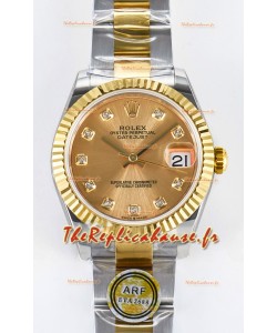 Rolex Super Clone Datejust ETA 2688 Mouvement 31MM Deux tons Or Jaune Suisse Cadran Or