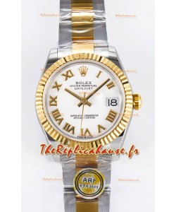Rolex Super Clone Datejust ETA 2688 Mouvement 31MM Or Jaune bicolore Cadran Blanc Suisse