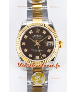 Rolex Super Clone Datejust ETA 2688 Mouvement 31MM or jaune bicolore cadran suisse brun