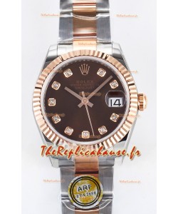 Rolex Super Clone Datejust ETA 2688 Mouvement 31MM Bicolore Or Rose Suisse Cadran Brun