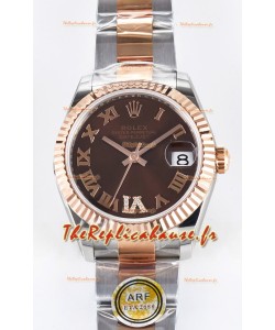 Rolex Super Clone Datejust ETA 2688 Mouvement 31MM Or Rose bicolore Suisse Cadran Marron