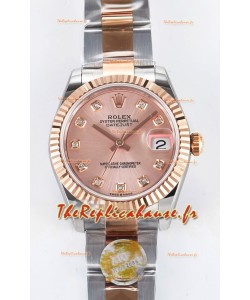 Rolex Super Clone Datejust Mouvement ETA 2688 31MM Boîtier et cadran en or rose bicolore 