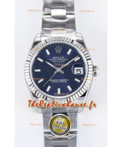 Montre Rolex Super Clone Datejust ETA 2688 Mouvement 31MM Acier inoxydable Cadran Bleu 
