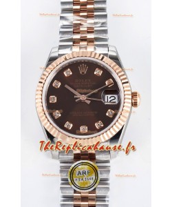 Rolex Super Clone Datejust ETA 2688 Mouvement 31MM Or Rose bicolore Suisse Cadran marron