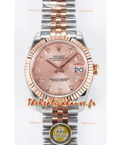 Rolex Super Clone Datejust ETA 2688 Mouvement 31MM Deux tons Or Rose Suisse Cadran Champagne