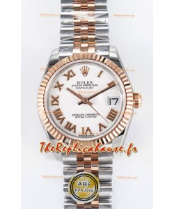 Rolex Super Clone Datejust ETA 2688 Mouvement 31MM Or Rose bicolore Suisse Cadran Blanc