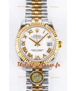 Rolex Super Clone Datejust ETA 2688 Mouvement 31MM Or jaune bicolore Cadran blanc suisse