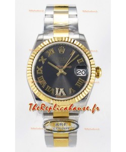 Rolex Super Clone Datejust ETA 2688 Mouvement 31MM Or Jaune bicolore Cadran Gris Suisse